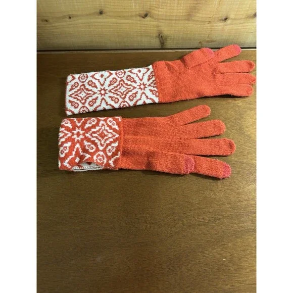 Vera Bradley Gloves Orange Silhouette Pattern Long Foldable Versatile Soft - Picture 5 of 9